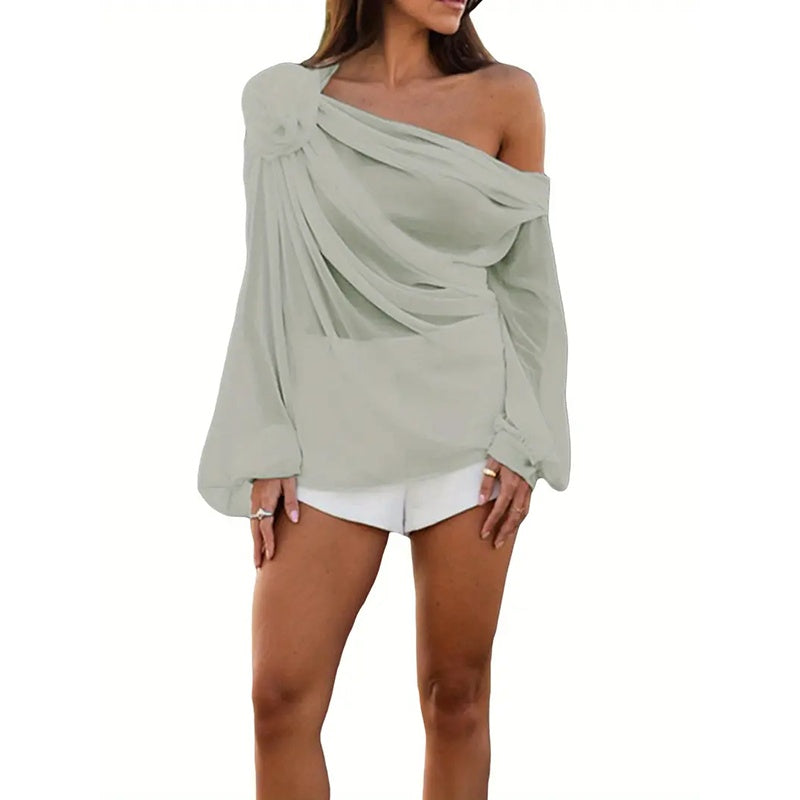Women's Off Shoulder Chiffon Blouse