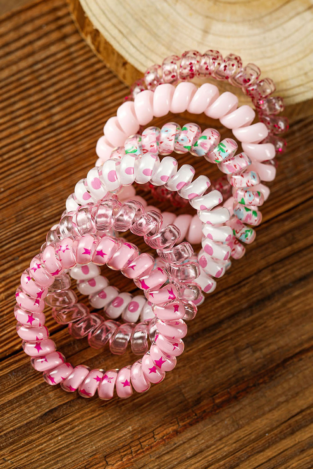 Pink Gradient Starry Dotty Phone Cord Scrunchie Set