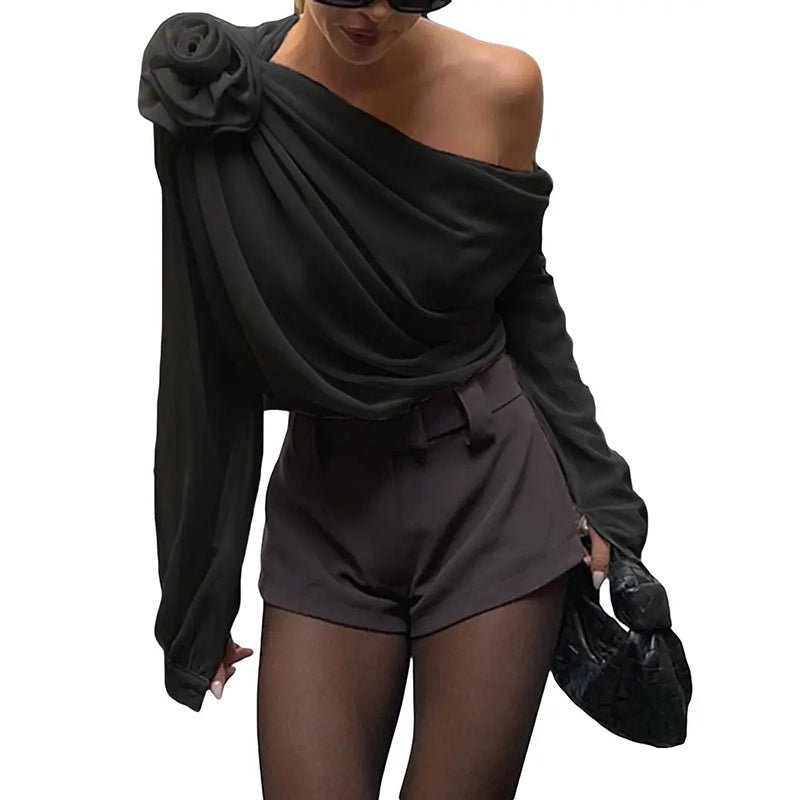 Women's Off Shoulder Chiffon Blouse