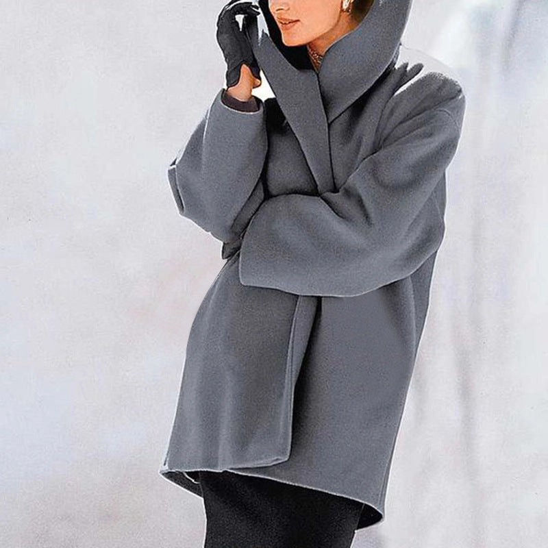 Oversized Hooded Wool-Like Long Coat