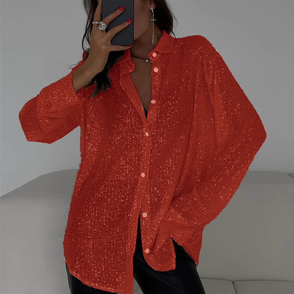 Elegant Women's Sequin Shirt