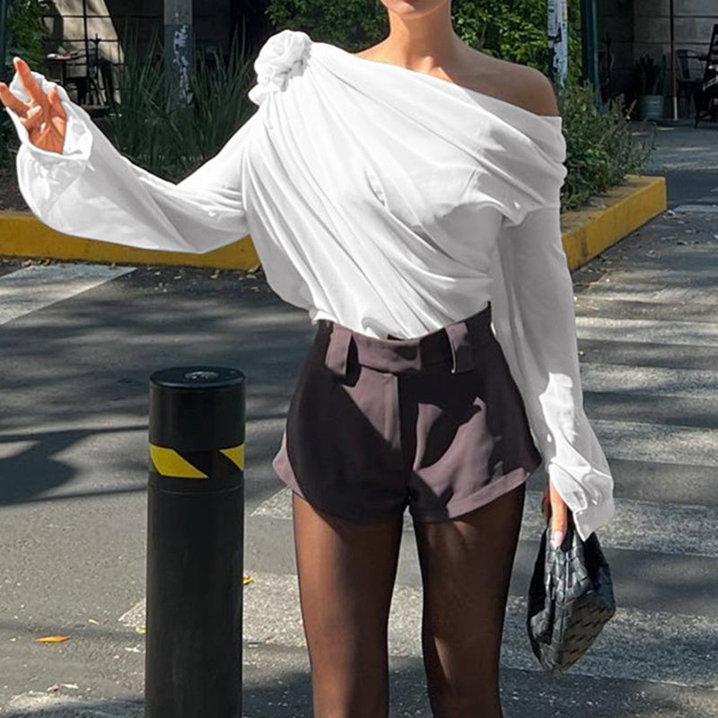 Women's Off Shoulder Chiffon Blouse