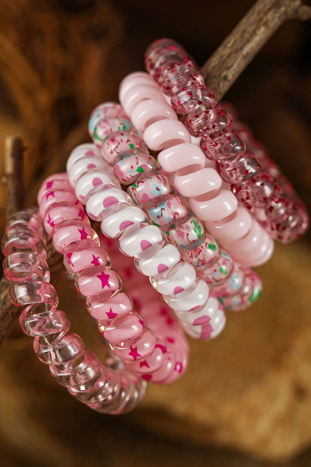 Pink Gradient Starry Dotty Phone Cord Scrunchie Set
