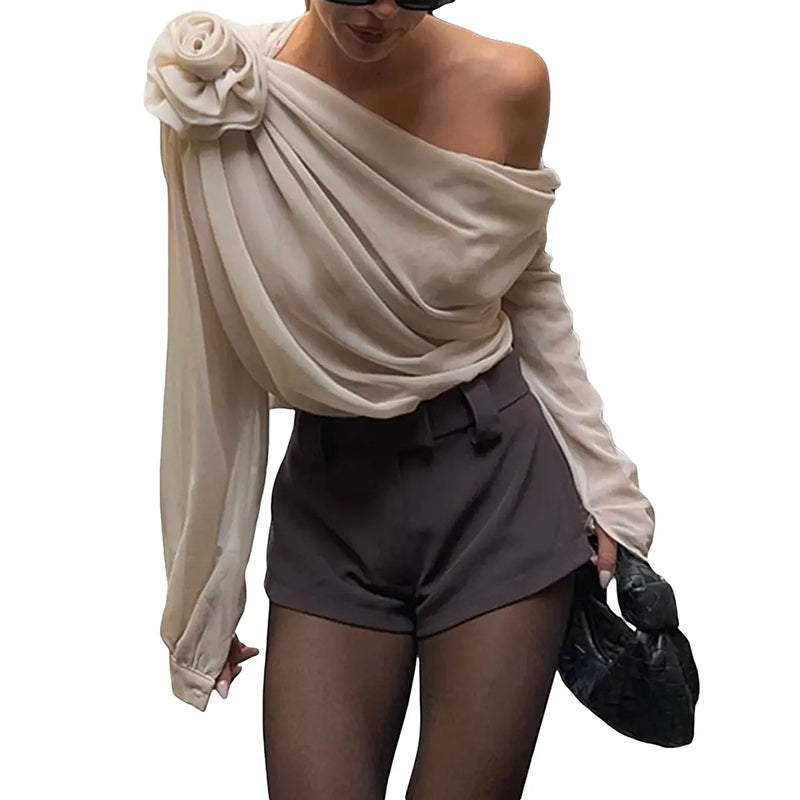 Women's Off Shoulder Chiffon Blouse