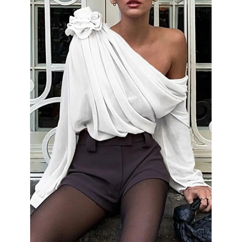 Women's Off Shoulder Chiffon Blouse