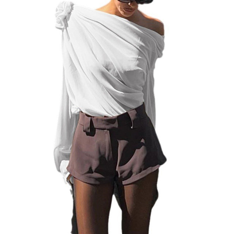 Women's Off Shoulder Chiffon Blouse
