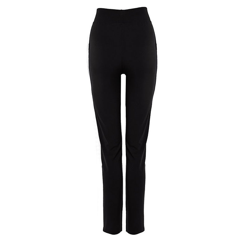 Faux Leather Splice Pants With Zip Detail
