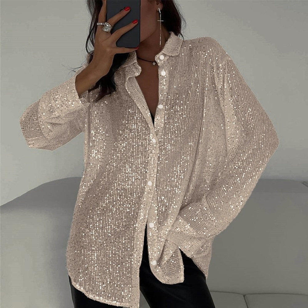 Elegant Women's Sequin Shirt