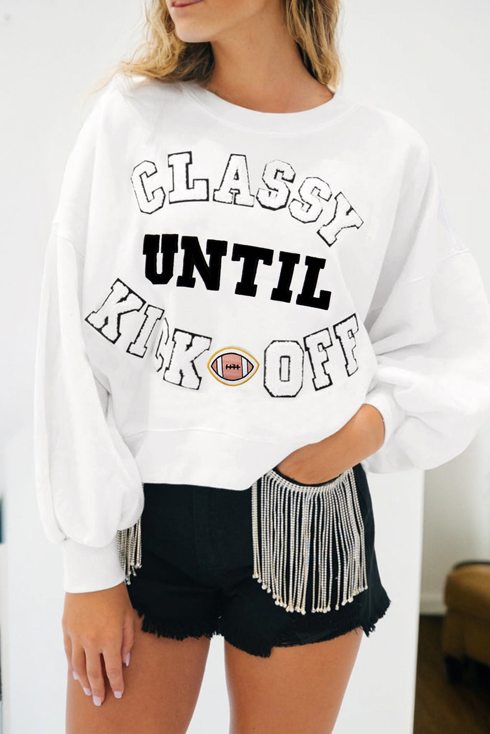CLASSY UNTIL KICKOFF Plush Sweatshirt