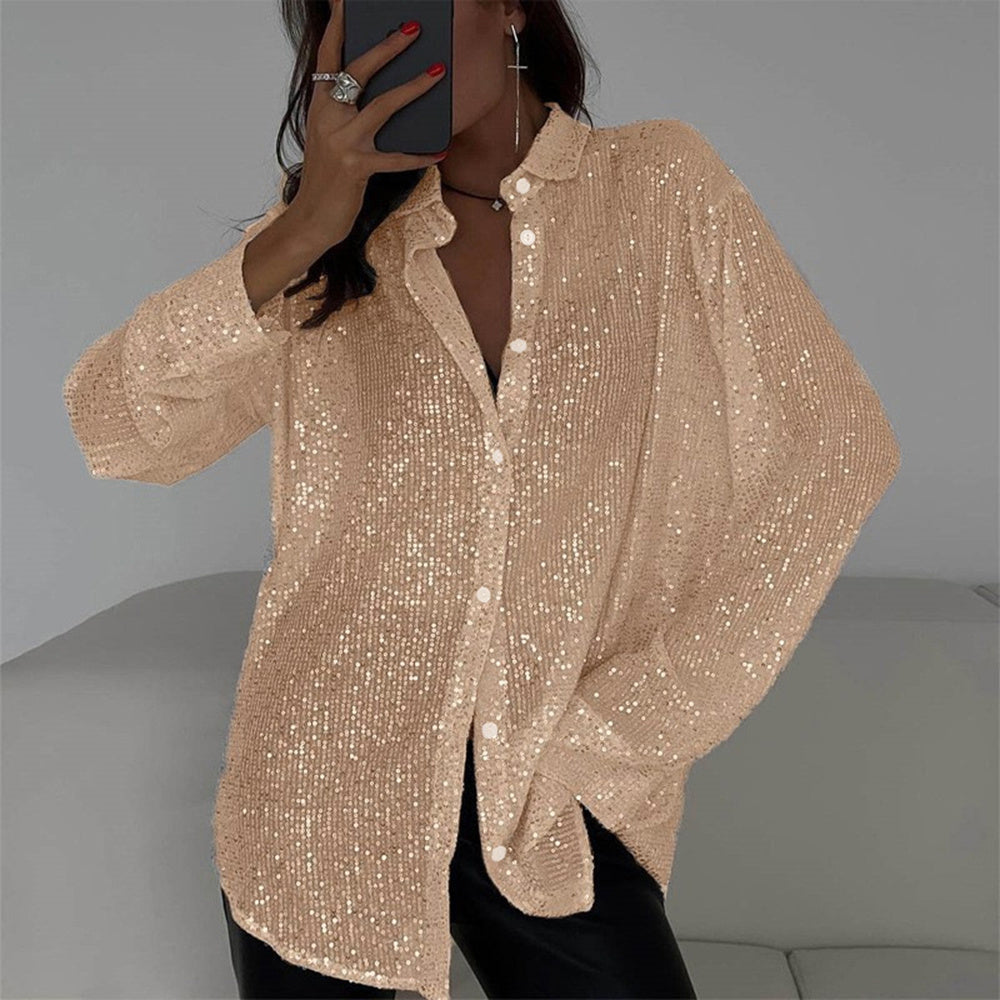 Elegant Women's Sequin Shirt