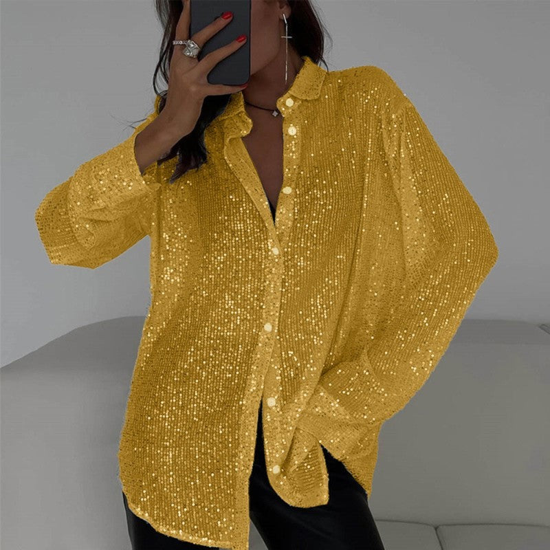 Elegant Women's Sequin Shirt