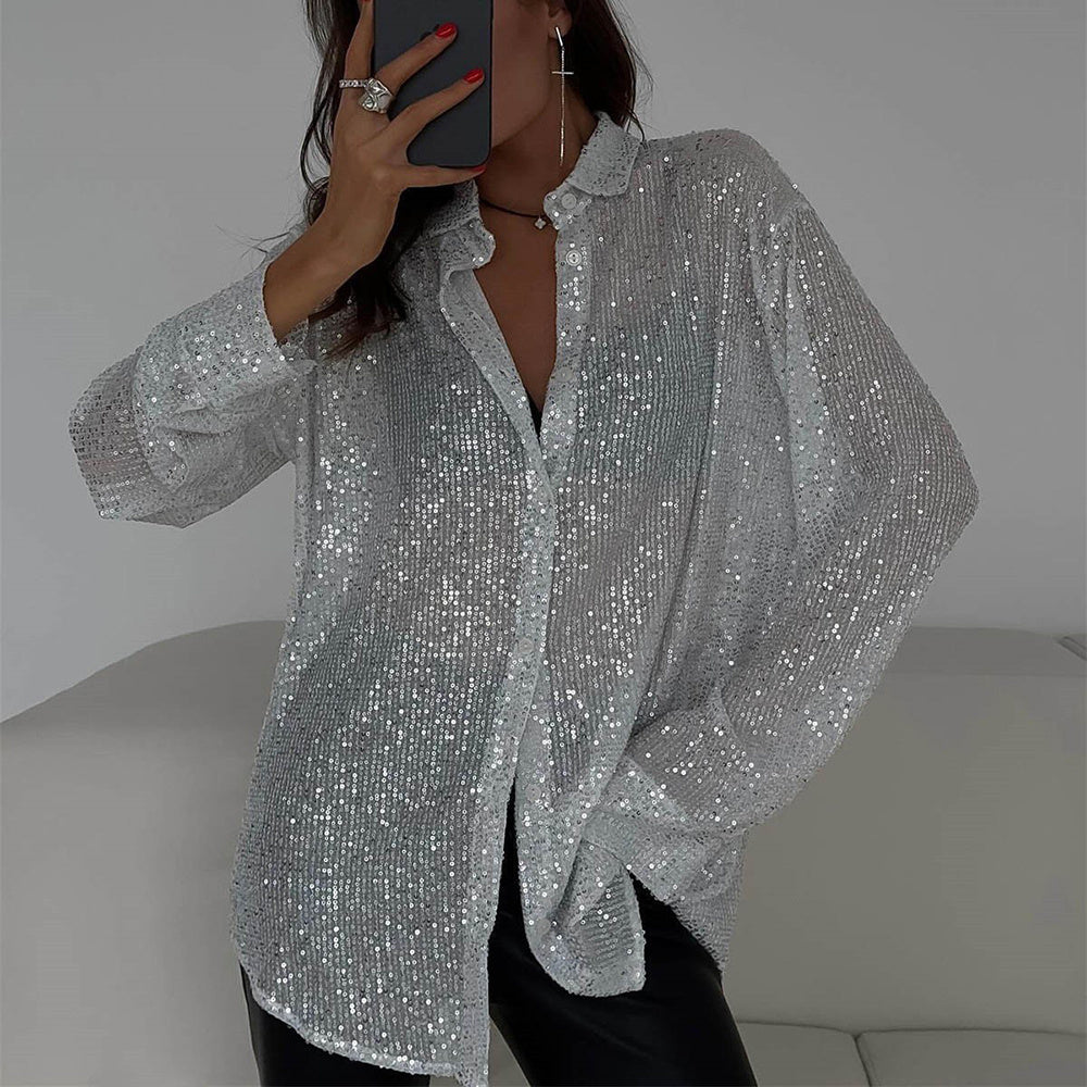 Elegant Women's Sequin Shirt