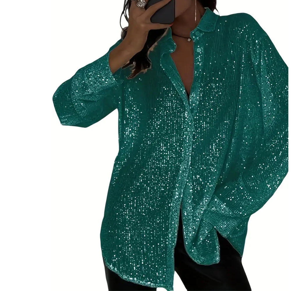 Elegant Women's Sequin Shirt