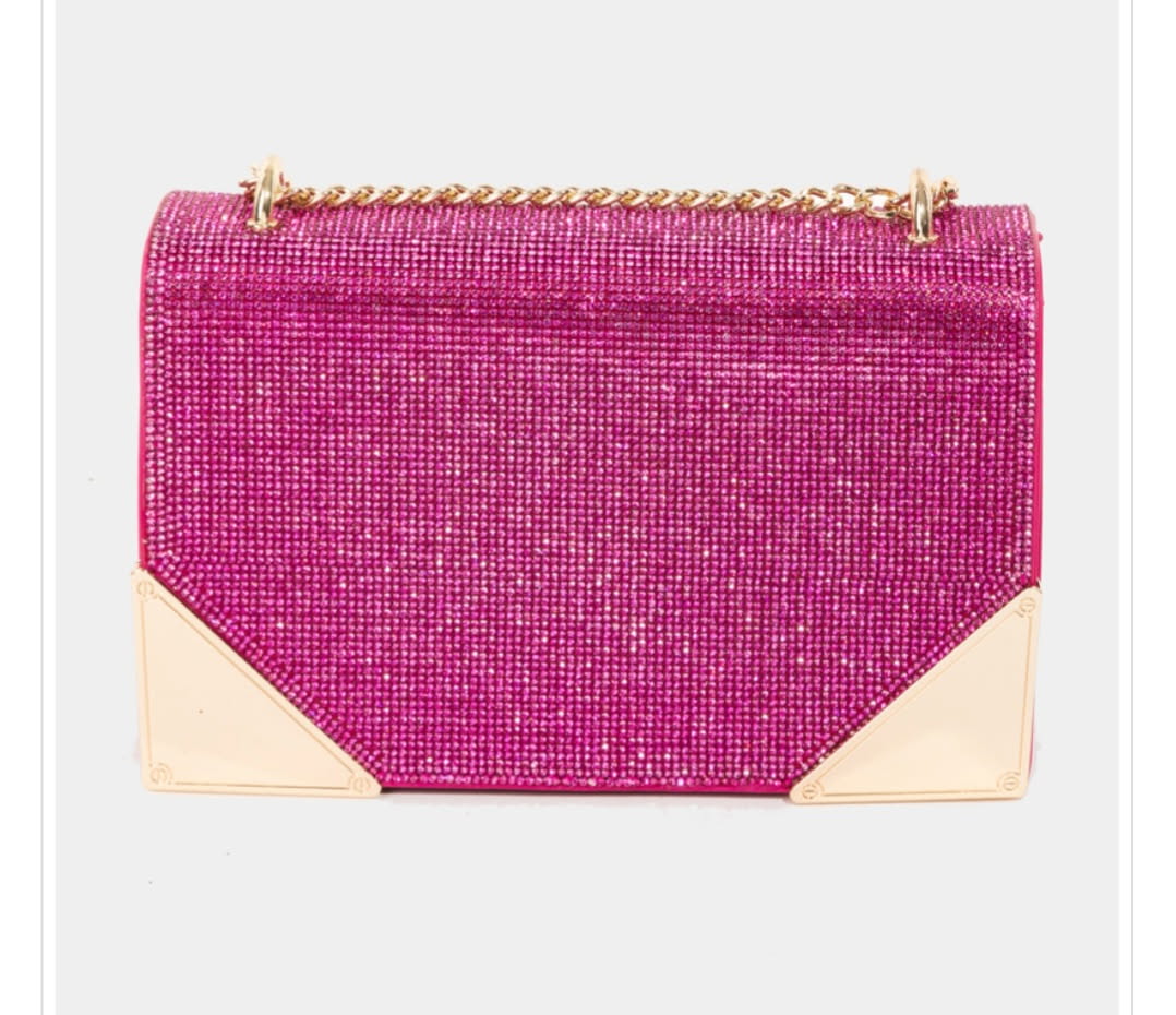 Pave Rhinestone Studded Crossbody Bag