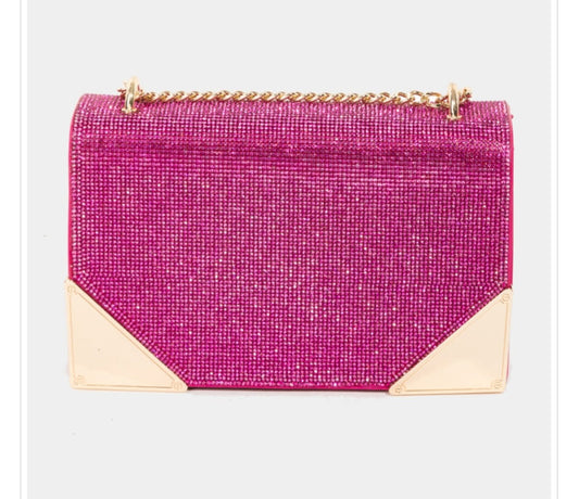 Pave Rhinestone Studded Crossbody Bag