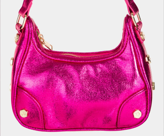 Star Button Trim Hobo Handbag