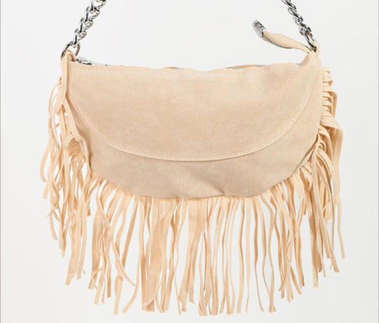 Faux Leather Rectangle Fringe Bag
